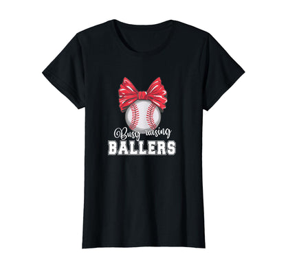 Busy Raising Ballers Softball T-Shirt - Novelty Apparel for Adults - T-Shirt, Sweatshirt, Hoodie