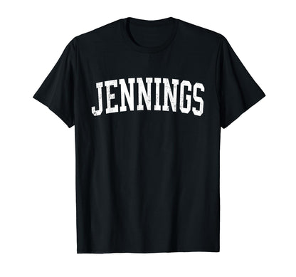Jennings Mo Distressed White Varsity T-Shirt - Fun Novelty Design Men Women - T-Shirt, Sweatshirt, Hoodie