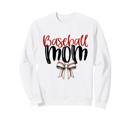 Baseball Mom Coquette Bow Game Sweatshirt - Fun Novelty Design for Adults - T-Shirt, Sweatshirt, Hoodie