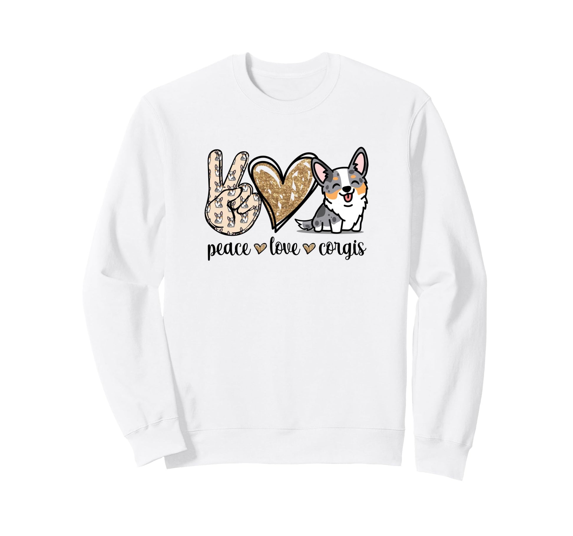 Funny Kawaii Peace Love Cardigan Blue Sweatshirt - Unique Graphic Unisex - T-Shirt, Sweatshirt, Hoodie
