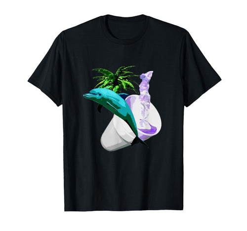 Aesthetic Vaporwave Dolphin Palm T-Shirt - Graphic Print for Adults - T-Shirt, Sweatshirt, Hoodie