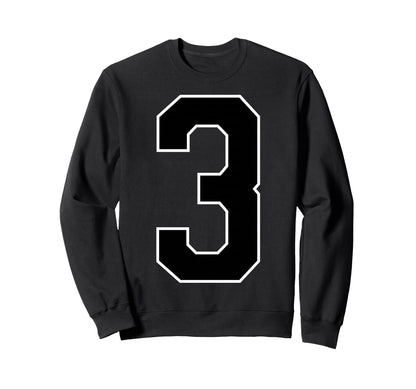 Black Sport Team Number 3 Sweatshirt - Custom Art Print Men Women - T-Shirt, Sweatshirt, Hoodie