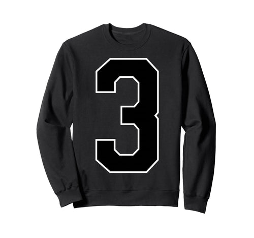 Black Sport Team Number 3 Sweatshirt - Custom Art Print Men Women - T-Shirt, Sweatshirt, Hoodie