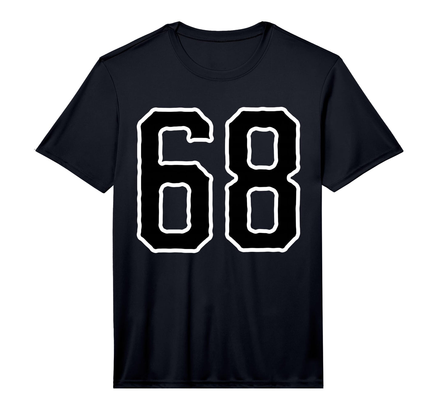 Number 68 White Black Sports Team T-Shirt - Unique Graphic for Adults - T-Shirt, Sweatshirt, Hoodie