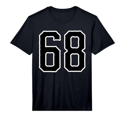 Number 68 White Black Sports Team T-Shirt - Unique Graphic for Adults - T-Shirt, Sweatshirt, Hoodie