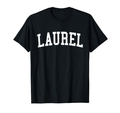 Laurel Ms Distressed White Varsity T-Shirt - Minimalist Print Men Women - T-Shirt, Sweatshirt, Hoodie
