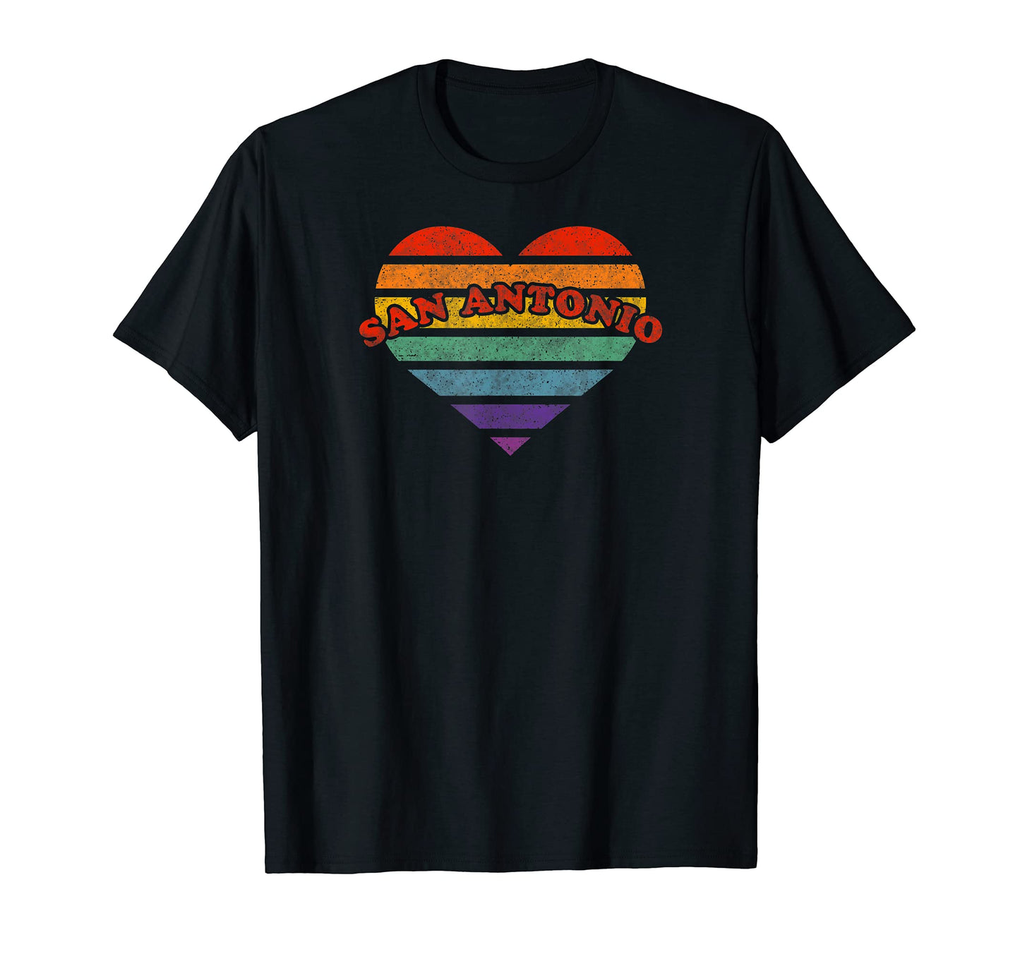San Antonio Rainbow Heart 80S T-Shirt - Aesthetic Graphic for Adults - T-Shirt, Sweatshirt, Hoodie