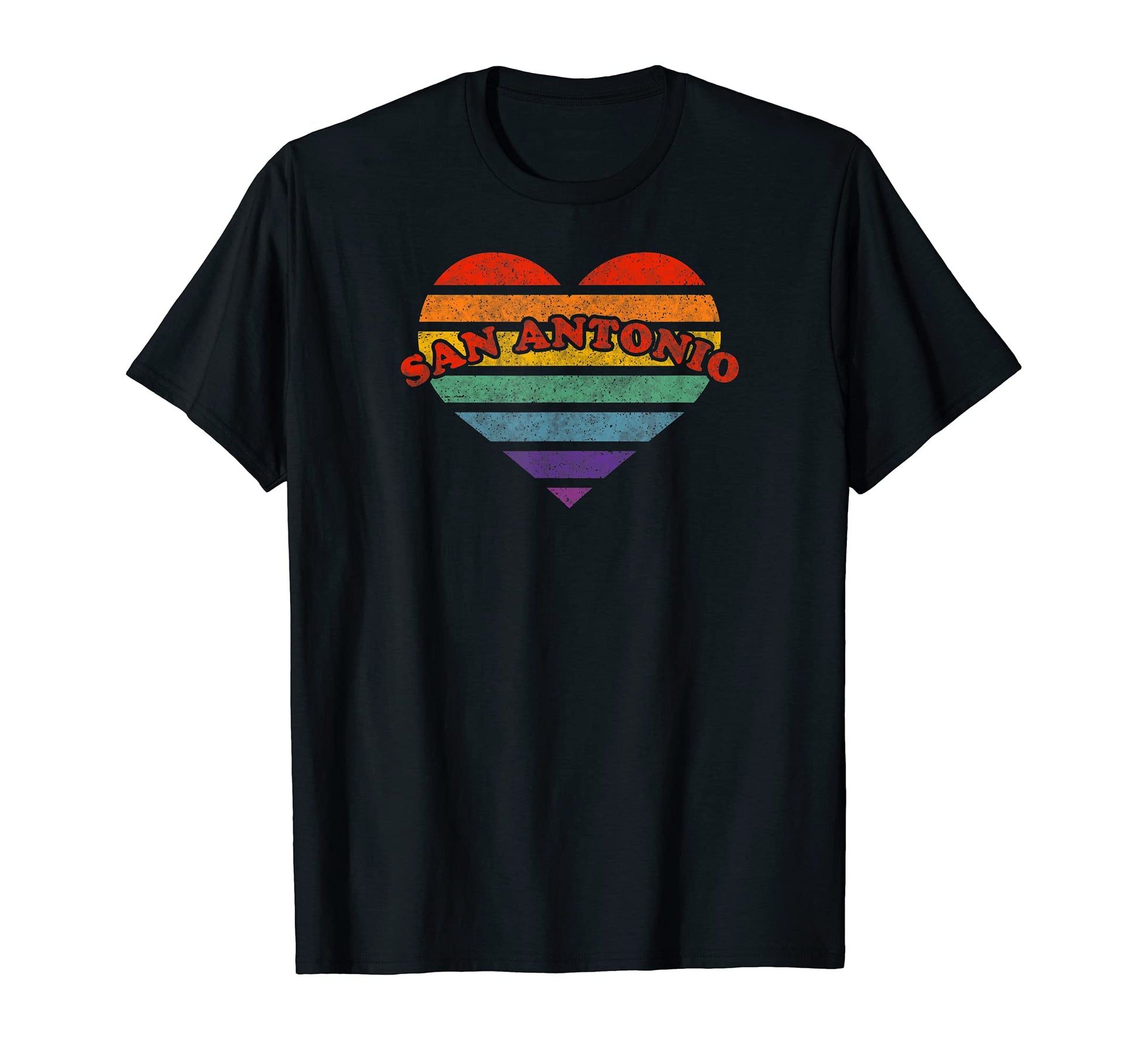 San Antonio Rainbow Heart 80S T-Shirt - Aesthetic Graphic for Adults - T-Shirt, Sweatshirt, Hoodie