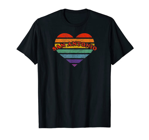 San Antonio Rainbow Heart 80S T-Shirt - Aesthetic Graphic for Adults - T-Shirt, Sweatshirt, Hoodie