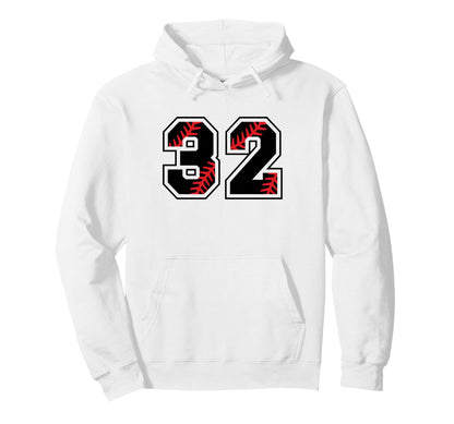 Baseball Number 32 Hoodie - Minimalist Print Unisex - T-Shirt, Sweatshirt, Hoodie