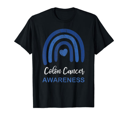 Colon Cancer Awareness Month Rainbow Blue T-Shirt - Trendy Graphic Unisex - T-Shirt, Sweatshirt, Hoodie