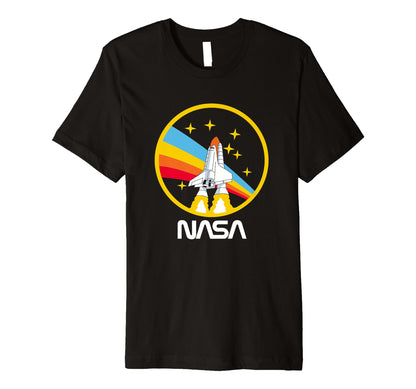 Nasa Faded Rainbow Stars Badge T-Shirt - Fun Novelty Design Men Women - T-Shirt, Sweatshirt, Hoodie