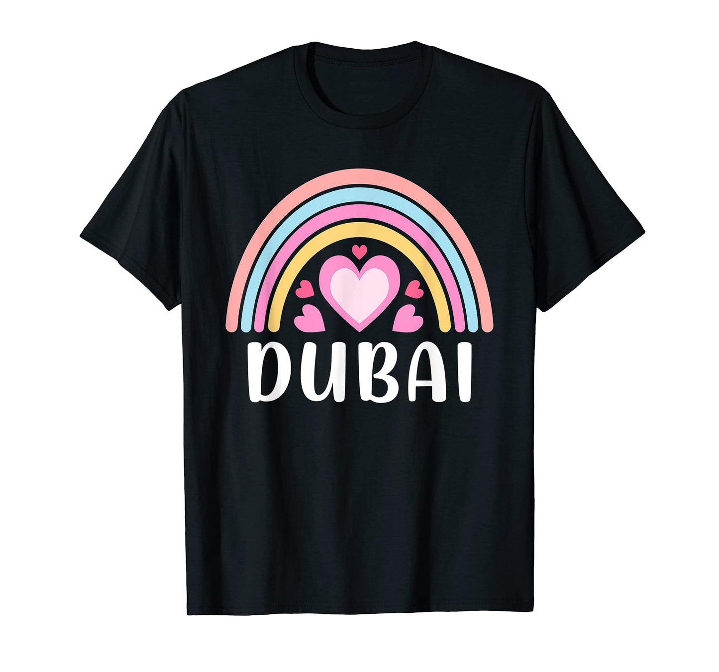 Dubai Rainbow Hearts T-Shirt - Unique Graphic Unisex - T-Shirt, Sweatshirt, Hoodie