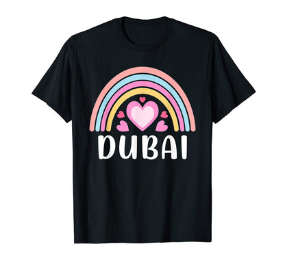 Dubai Rainbow Hearts T-Shirt - Unique Graphic Unisex - T-Shirt, Sweatshirt, Hoodie