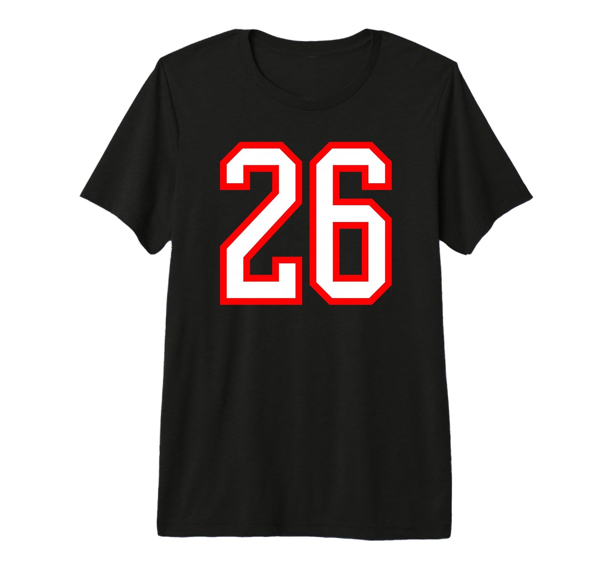 26 White Red Sport Team Number Tri T-Shirt - Fun Novelty Design Unisex - T-Shirt, Sweatshirt, Hoodie
