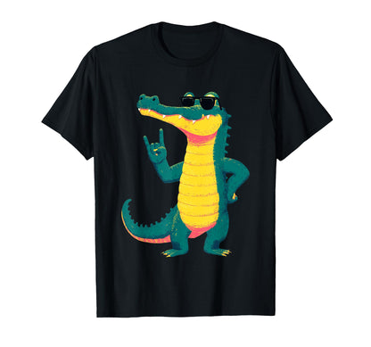 Crocodile Funny Reptile Rock T-Shirt - Minimalist Print Unisex - T-Shirt, Sweatshirt, Hoodie