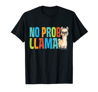 No Prob Llama Rainbow Funny Animal T-Shirt - Custom Art Print Unisex - T-Shirt, Sweatshirt, Hoodie