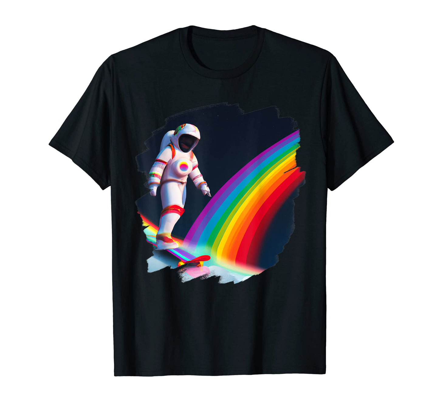 Astronaut Skateboarding Space Rainbow T-Shirt - Trendy Graphic Unisex - T-Shirt, Sweatshirt, Hoodie