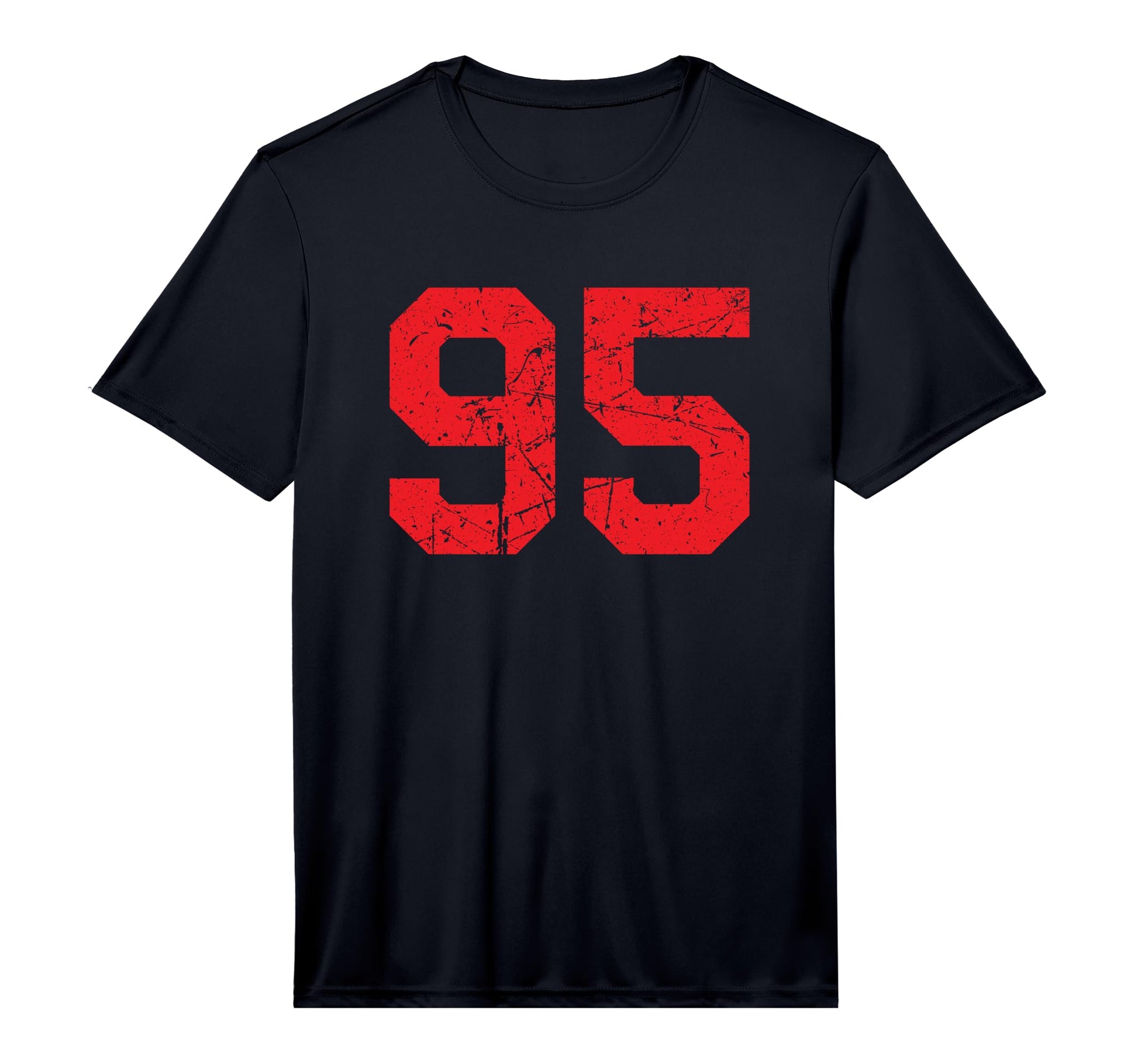 Distressed Red Sports Team Number 95 T-Shirt - Trendy Graphic Unisex - T-Shirt, Sweatshirt, Hoodie