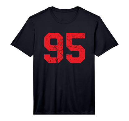 Distressed Red Sports Team Number 95 T-Shirt - Trendy Graphic Unisex - T-Shirt, Sweatshirt, Hoodie