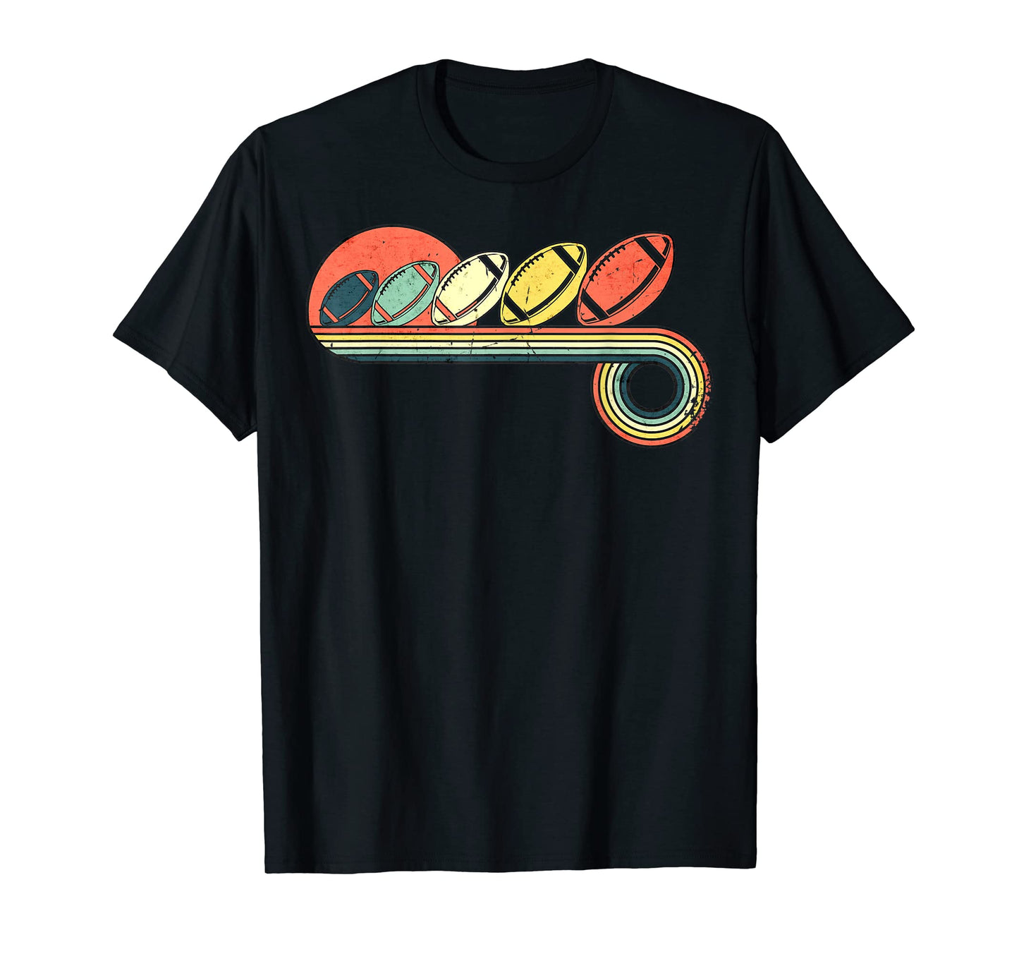 American Football Ball Stiches Sunset T-Shirt - Unique Graphic Men Women - T-Shirt, Sweatshirt, Hoodie