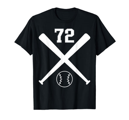 Baseball Softball Number 72 T-Shirt - Streetwear Style for Adults - T-Shirt, Sweatshirt, Hoodie