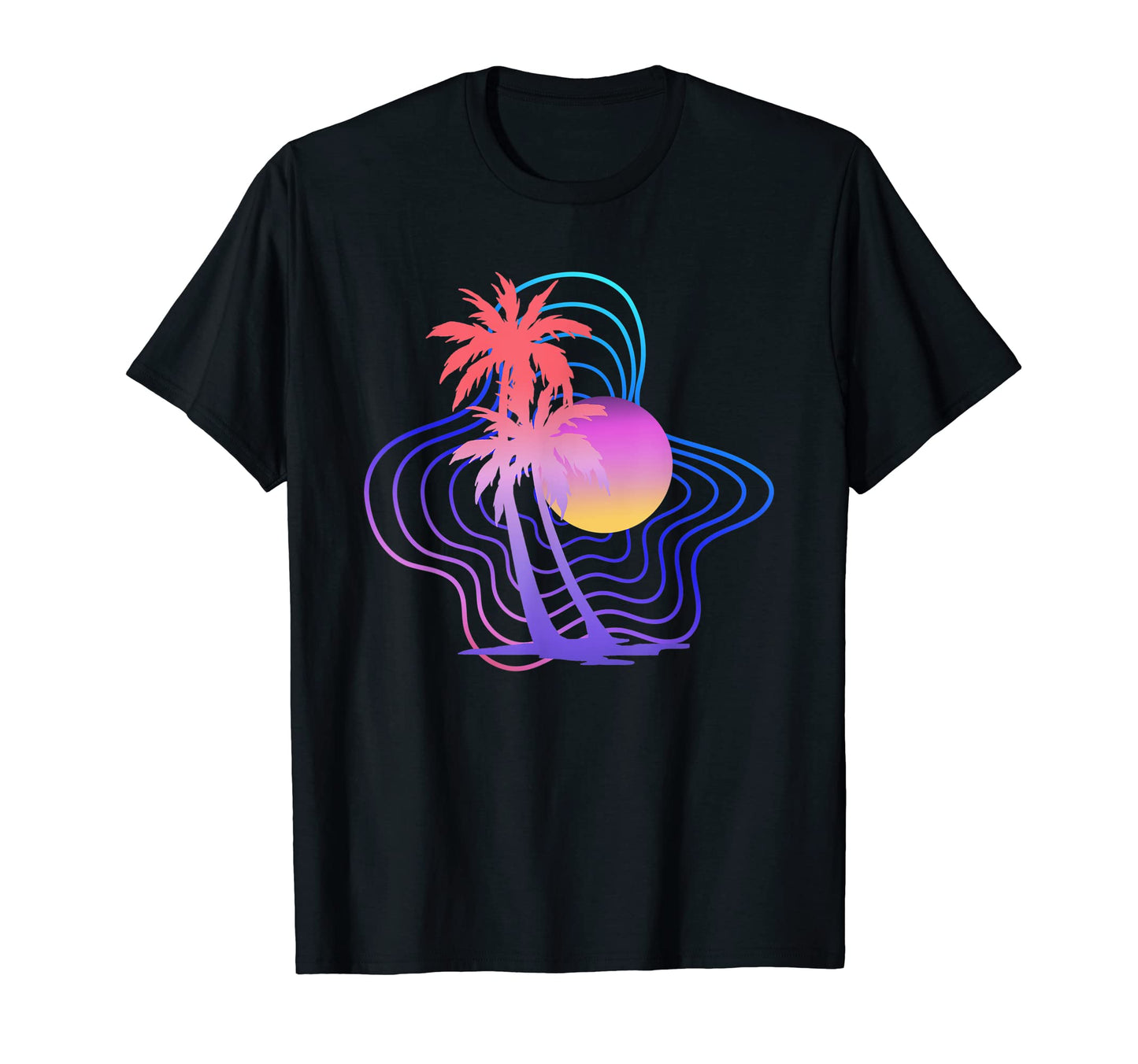 Sunset Tropical Summer 1990S Palm T-Shirt - Trendy Graphic for Adults - T-Shirt, Sweatshirt, Hoodie