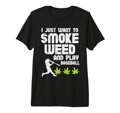Smoke Weed Play Baseball Funny T-Shirt - Minimalist Print for Adults - T-Shirt, Sweatshirt, Hoodie