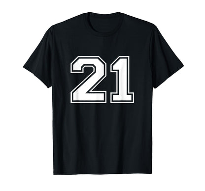 21 Sports Number Fan Best Player Numbers T-Shirt - Novelty Apparel Unisex - T-Shirt, Sweatshirt, Hoodie