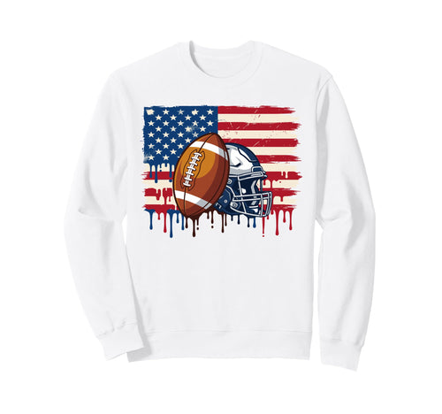 Football American Flag Dripping Ice Sweatshirt - Unique Graphic Unisex - T-Shirt, Sweatshirt, Hoodie