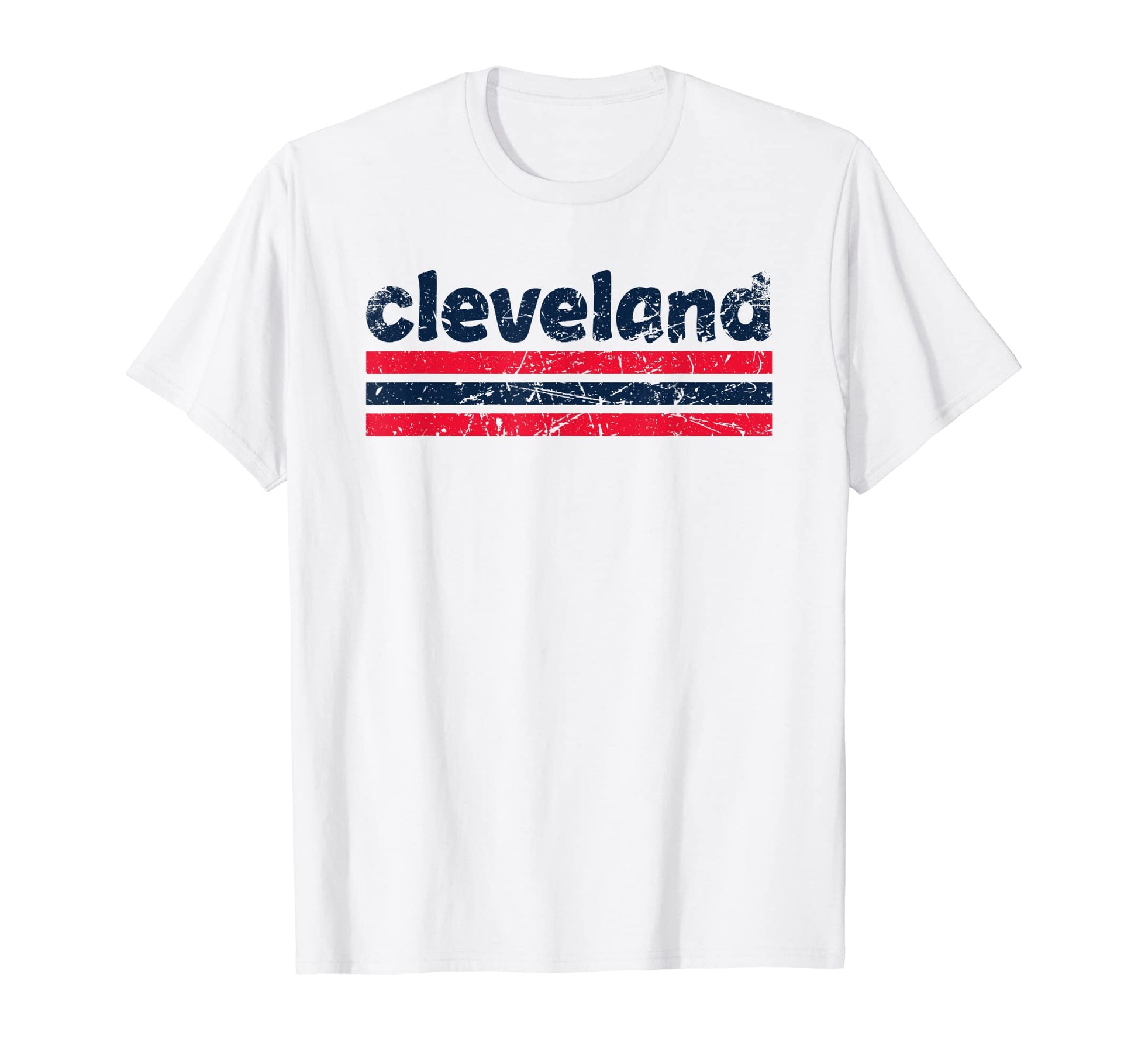 Cleveland Ohio Three Stripe Weathered T-Shirt - Unique Graphic for Adults - T-Shirt, Sweatshirt, Hoodie