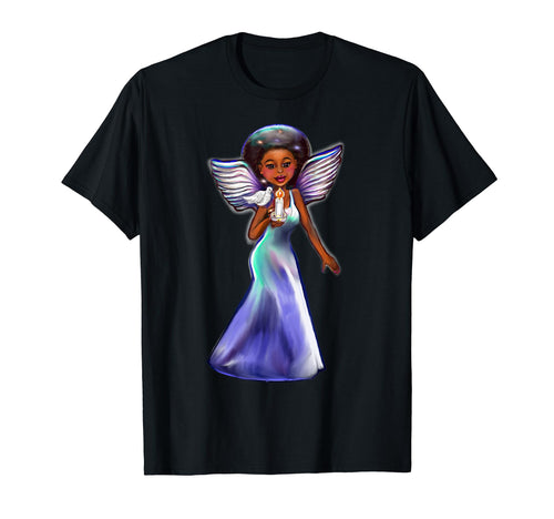 Angel And Candle Black Angel Afro T-Shirt - Custom Art Print Men Women - T-Shirt, Sweatshirt, Hoodie