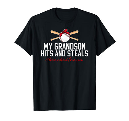 My Grandson Baseball Nana Baseball T-Shirt - Fun Novelty Design Men Women - T-Shirt, Sweatshirt, Hoodie