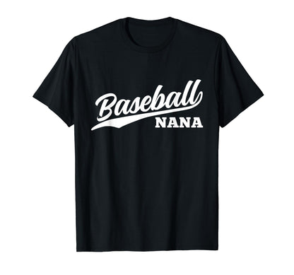 Baseball Nana 1970S Cursive Font Dark T-Shirt - Trendy Graphic Unisex - T-Shirt, Sweatshirt, Hoodie