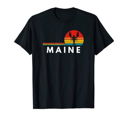 Maine Sunset Stripe Lobster T-Shirt - Streetwear Style Men Women - T-Shirt, Sweatshirt, Hoodie