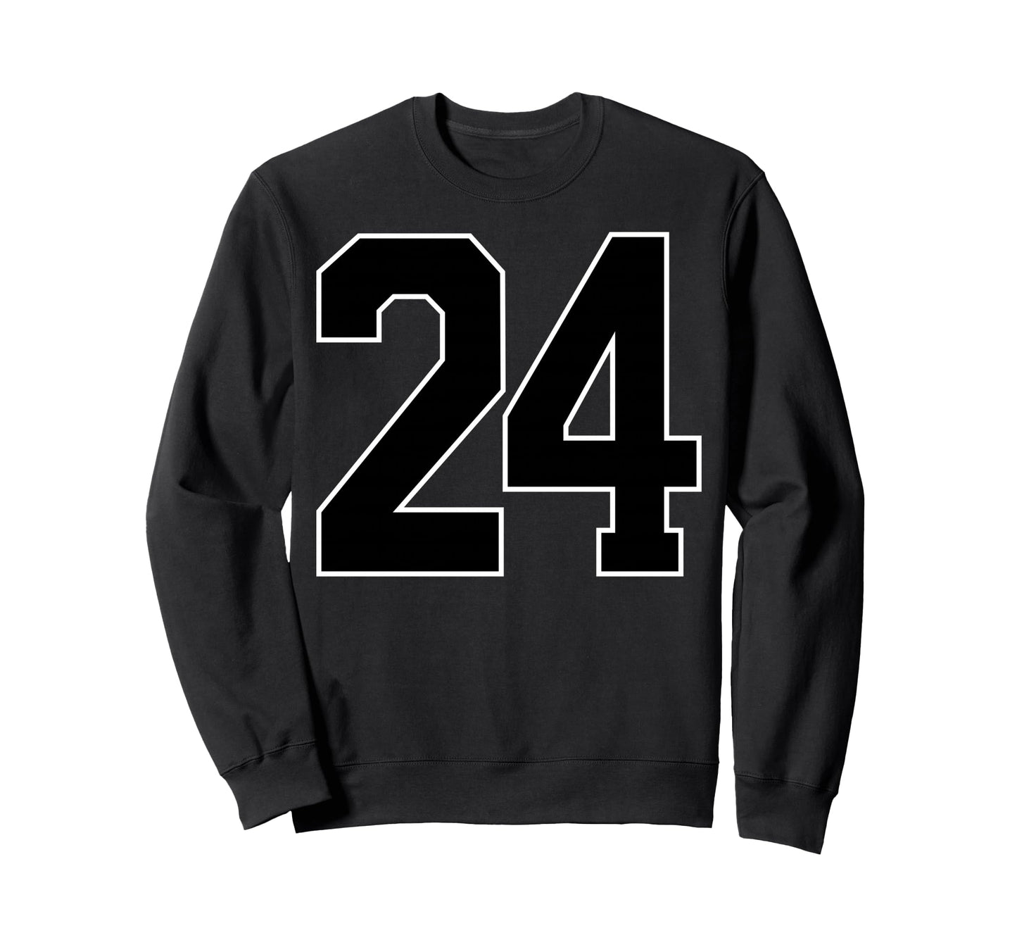 Black Sports Team Number 24 Fan Sweatshirt - Minimalist Print for Adults - T-Shirt, Sweatshirt, Hoodie