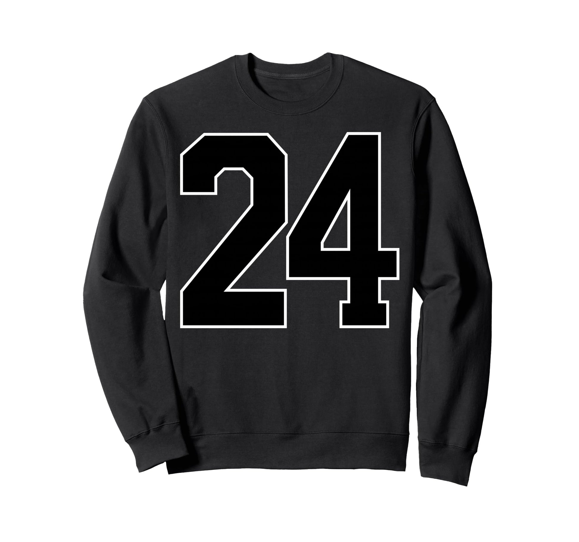 Black Sports Team Number 24 Fan Sweatshirt - Minimalist Print for Adults - T-Shirt, Sweatshirt, Hoodie