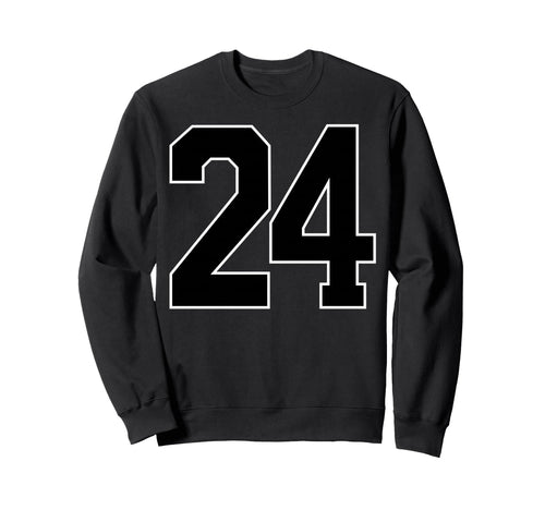 Black Sports Team Number 24 Fan Sweatshirt - Minimalist Print for Adults - T-Shirt, Sweatshirt, Hoodie