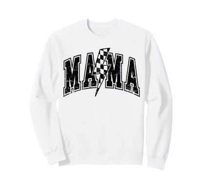 Mama Lightning Bolt Checkered Sweatshirt - Streetwear Style for Adults - T-Shirt, Sweatshirt, Hoodie