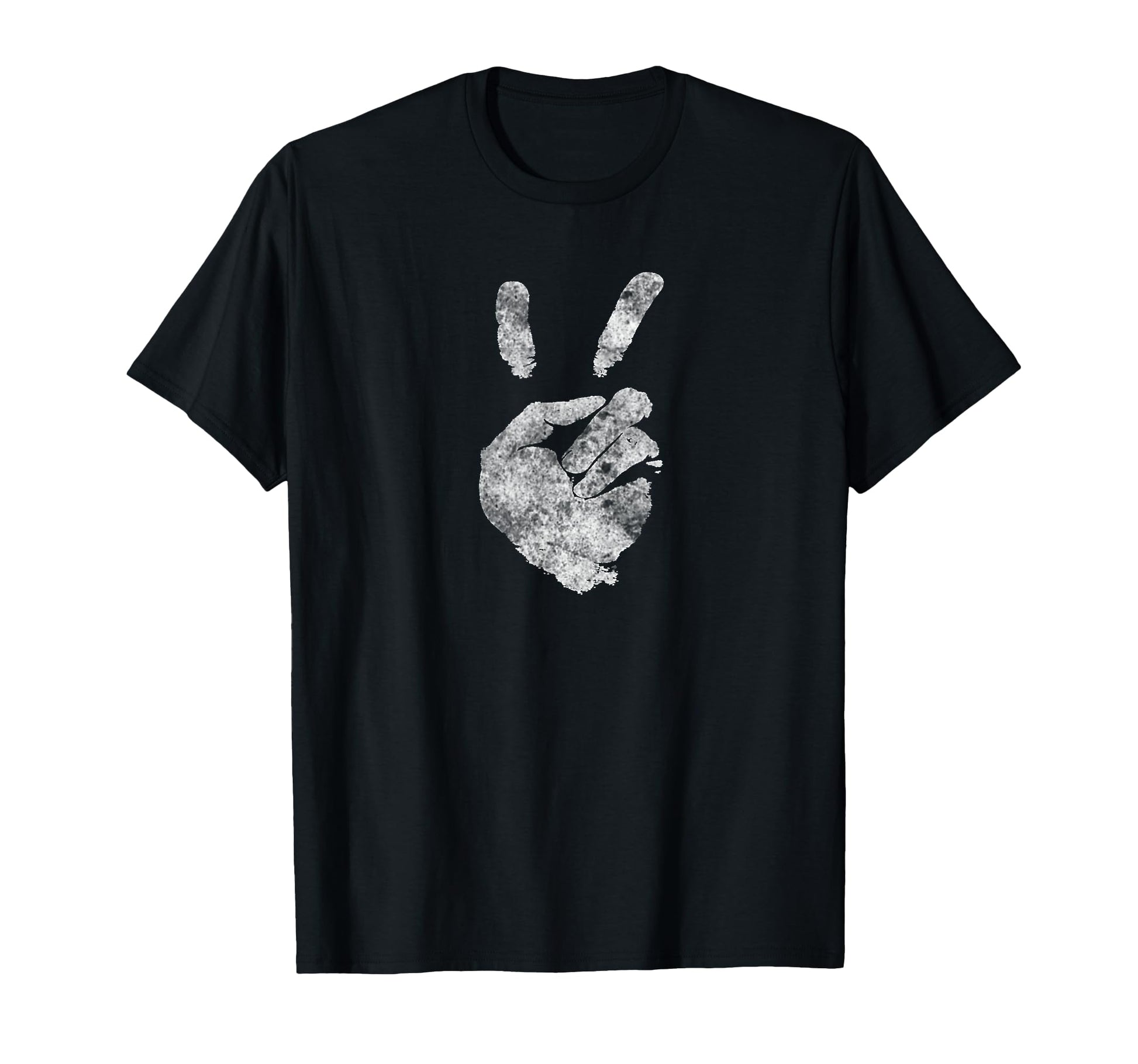 Peace Sign Two Fingers Distressed T-Shirt - Minimalist Print Unisex - T-Shirt, Sweatshirt, Hoodie