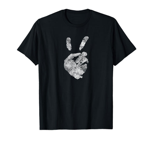 Peace Sign Two Fingers Distressed T-Shirt - Minimalist Print Unisex - T-Shirt, Sweatshirt, Hoodie