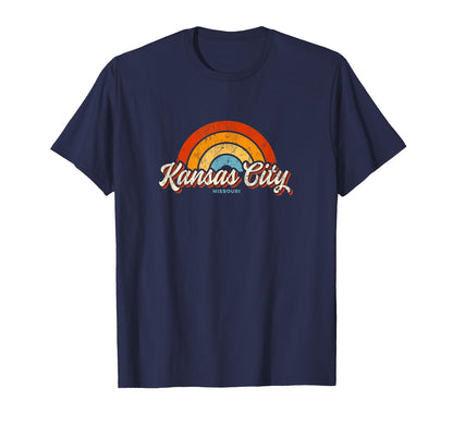 Kansas City Missouri Mo Rainbow 70S T-Shirt - Unique Graphic Unisex - T-Shirt, Sweatshirt, Hoodie