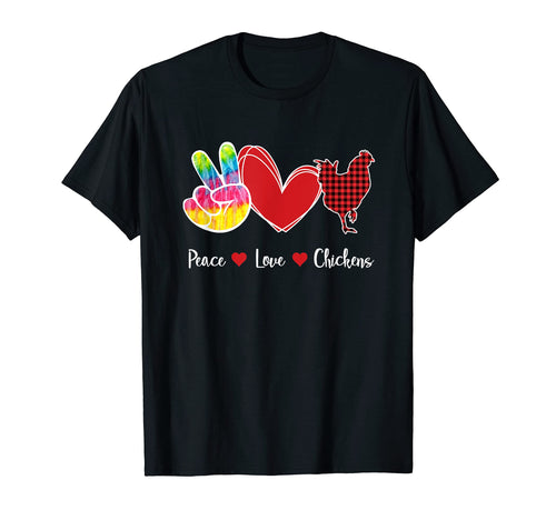 Red Plaid Buffalo Tartan Peace Love T-Shirt - Custom Art Print Men Women - T-Shirt, Sweatshirt, Hoodie