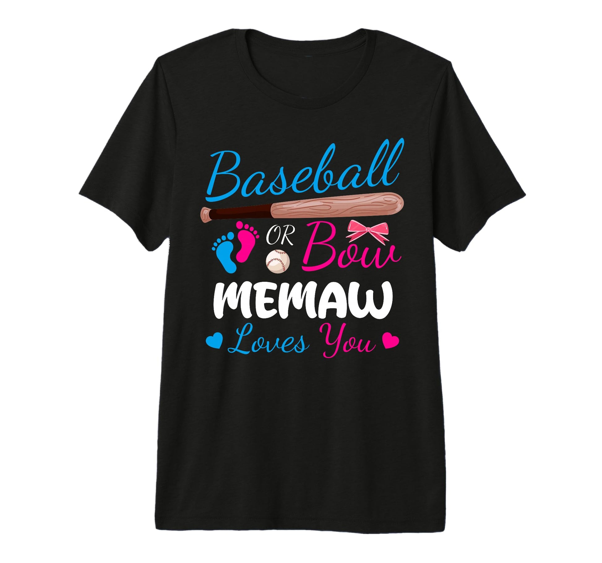 Baseball Or Bow Memaw Loves You T-Shirt - Minimalist Print for Adults - T-Shirt, Sweatshirt, Hoodie