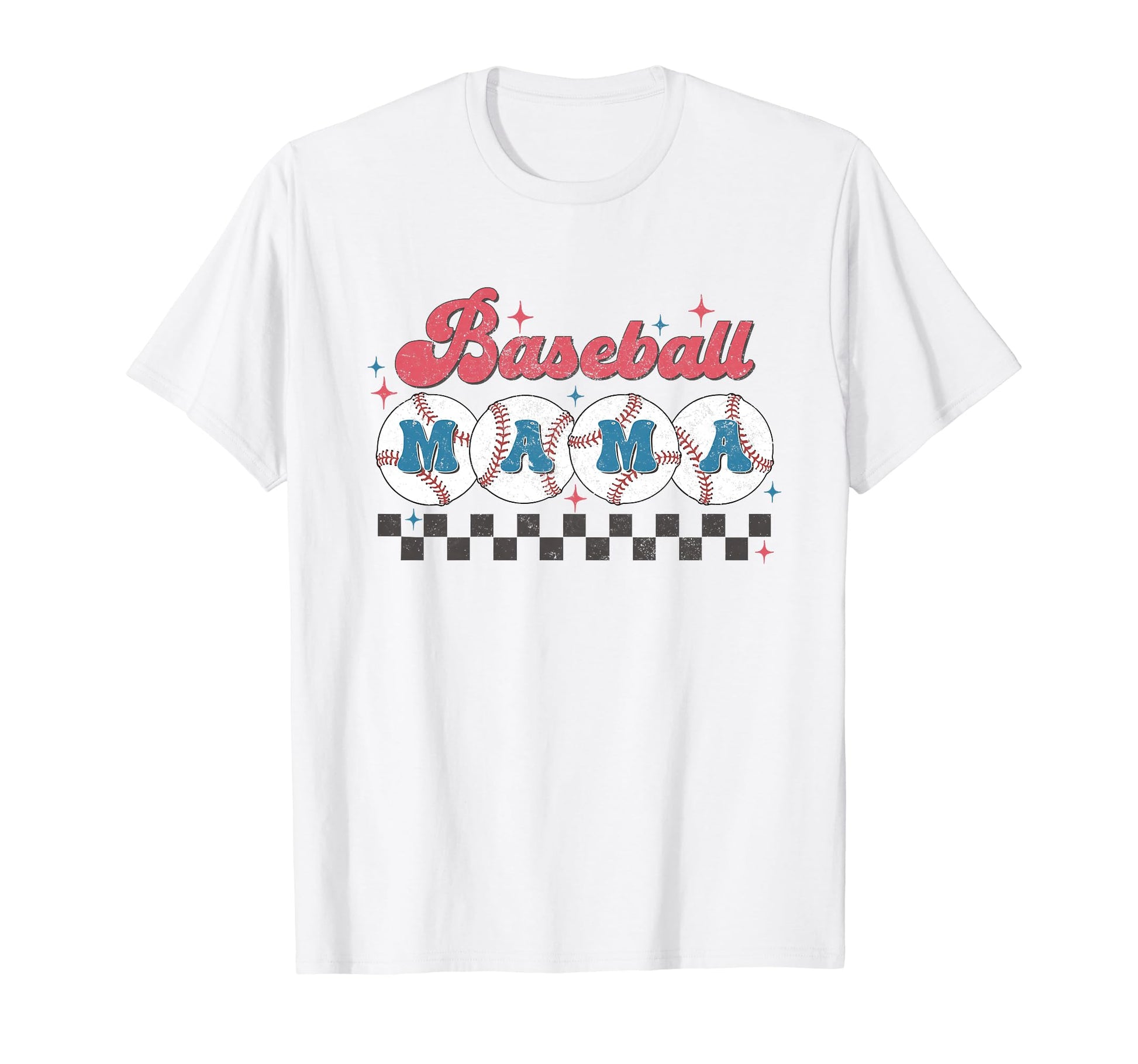 Baseball Mama Checkered Mama Sports T-Shirt - Aesthetic Graphic Men Women - T-Shirt, Sweatshirt, Hoodie