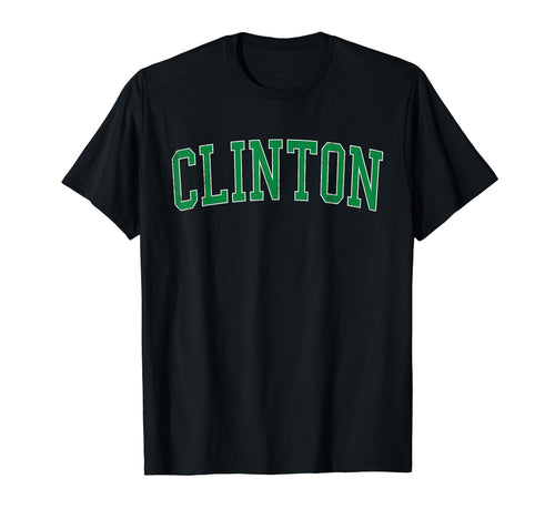 Clinton Ms Distressed Green Varsity T-Shirt - Fun Novelty Design Unisex - T-Shirt, Sweatshirt, Hoodie