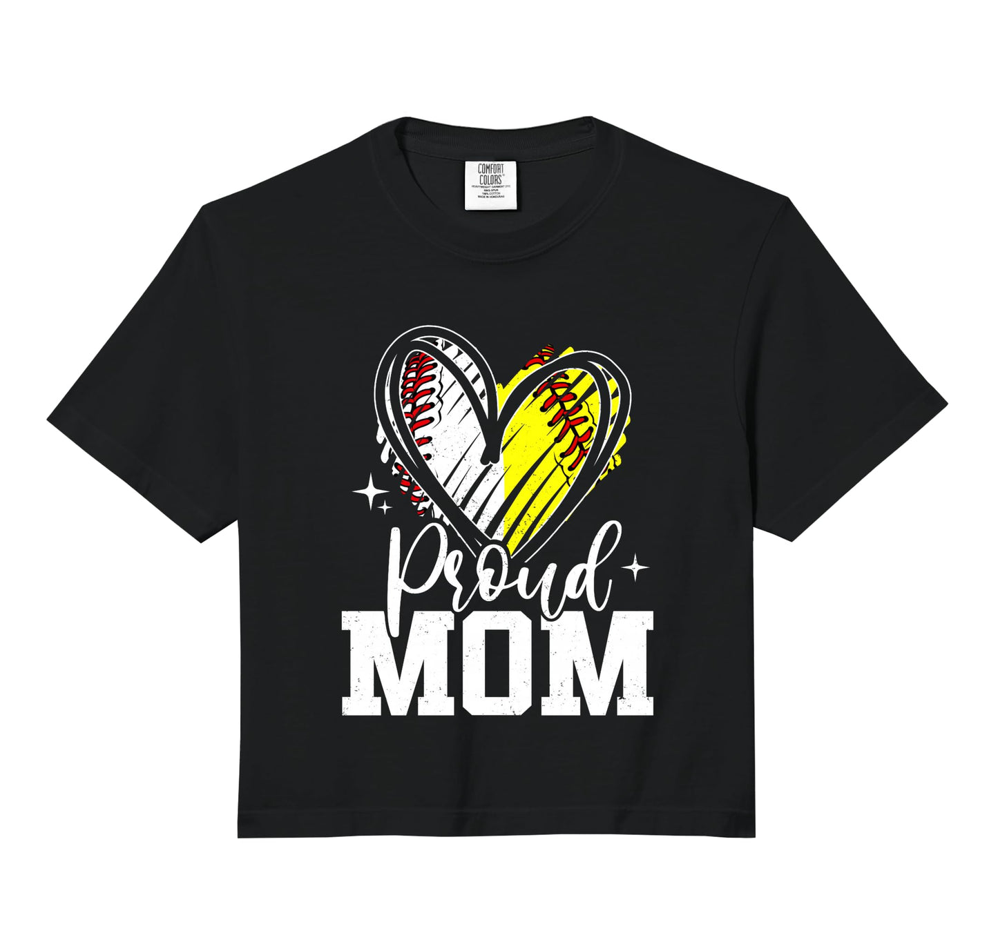 Proud Mom Baseball Softball Heart Mom Hoodie - Trendy Graphic for Adults - T-Shirt, Sweatshirt, Hoodie