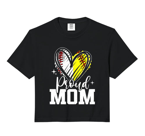 Proud Mom Baseball Softball Heart Mom Hoodie - Trendy Graphic for Adults - T-Shirt, Sweatshirt, Hoodie