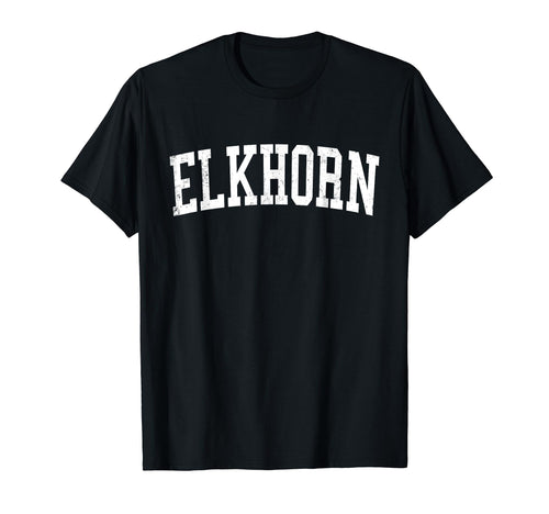 Elkhorn Wi Distressed White Varsity T-Shirt - Minimalist Print for Adults - T-Shirt, Sweatshirt, Hoodie