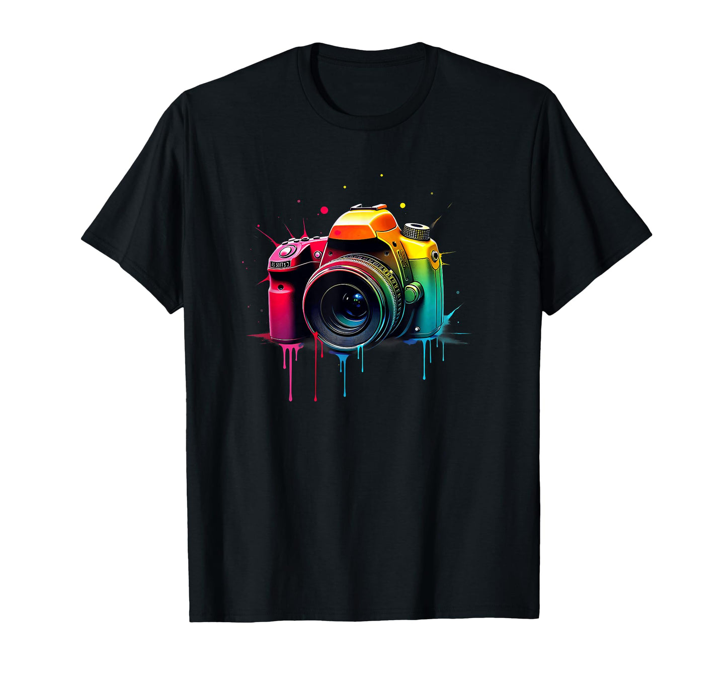 Photography Colorful Camera Dripping T-Shirt - Novelty Apparel for Adults - T-Shirt, Sweatshirt, Hoodie